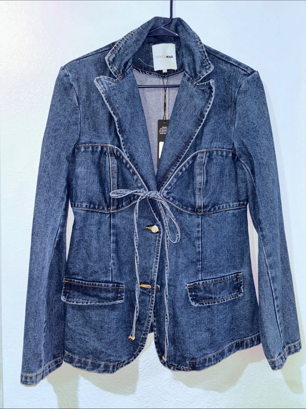 Fashion Nova Medium Wash Denim Blazer - Picture 3 of 5